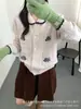 Cardigã de malha com lapela estilo coreano para mulheres, nova coleção outono e inverno, bordado, modelagem solta, estiloso, versátil, suéter jaqueta macio e aconchegante