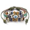 Pulseira de couro trançado à mão com contas multicamadas de estilo étnico popular transfronteiriço ajustável para casal