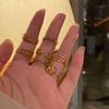 Anillo Abierto de Acero de Titanio Estilo Japonés y Coreano para Mujer Estilo Coreano Cool Retro Simple Oro de 18k Acero Inoxidable Joyería de Moda