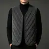 Colete Masculino de Veludo Cotelê Inverno Meia-Idade Espessado com Pelúcia Forro de Lã de Cordeiro Roupa de Pai Gola V Colete de Algodão Masculino