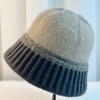 Novo Outono e Inverno Ins Na Moda Mesmo Chapéu De Pescador De Cabeça Grande Combinando Cores Moda Dobrável Lã Misturada Chapéu De Bacia De Malha