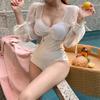 2022 Nuevo traje de baño de una pieza para mujer con mangas de encaje sexy anti-conservador sexy traje de baño de vacaciones bikini