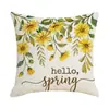 Nueva Funda de Almohada de Verano de Amazon con Estampado de Girasol Funda Decorativa para Cojín para Sofá del Hogar, Personalización Transfronteriza