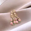 Aretes Guqin de Zirconia Plateada con Goteo de Aceite, Aretes Elegantes de Nuevo Estilo Chino, Aretes de Lujo Ligero de Alta Gama al por Mayor