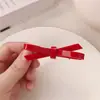 Nuevo Pasador de Pelo Rojo de Ácido Acético con Lazo para Mujer Pinza Lateral para Cabello Roto Pinza para Flequillo Dulce Adorno para la Cabeza
