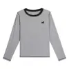 Top Bordado de Manga Larga con Bloques de Color y Cuello Redondo Sencillo, Estilo Primavera, Camiseta Holgada Adelgazante para Mujer Talla Grande 65551