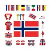 Banderas de Estados Unidos, Canadá, México, Noruega 2026, Banderines de Bandera Nacional, Decoraciones, Banderas de Bufanda para Animación, Suministros de Ambiente