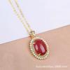 Colgante de cheongsam rosa de plata 925 con incrustaciones de cinabrio, colgante de calabaza de Buda de bambú con arena de oro púrpura, suministro en vivo