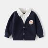 Nueva Chaqueta de Estilo Coreano de Dos Piezas Falsas para Primavera Moda Infantil Chaqueta de Manga Larga sin Capucha Suéter Superior Suave para Niños