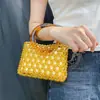 Cesta de Moda Casual Versátil de Tendencia Hecha a Mano con Cuentas Bolso de Diseño de Nicho Doble Bucle Tejido a Mano para Mujer