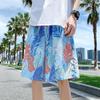Shorts de Praia Masculinos de Seda Gelo Respirável e da Moda, Verão Soltos Versáteis Finos de Secagem Rápida para Férias à Beira-Mar