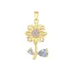 Cobre y OroGirasol Oscilante Moda Transfronteriza DIY Joyería Cobre Circonita Microincrustada Accesorios de Colgante