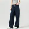 Pantalones deportivos de chándal versátiles de moda para mujer, talla grande, estilo americano de otoño, pantalones grises de pierna ancha, pantalones casuales fluidos para jóvenes, modernos