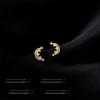 Pendientes de luna pequeña con circonitas para dormir sin preocupaciones, pendientes de circonitas simples, pequeños y versátiles, pendientes de moda coreana al por mayor
