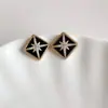 Brincos de Prata Banhados a Ouro Real 16K com Agulha de Prata, Zircônia, Losango e Estrela, Brincos Estilo Hepburn Retrô Francês, Brincos de Alta Qualidade