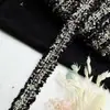 Ribete de Encaje Estilo Chanel de 2.5 cm de Ancho con 4 Hilos Dorados, Cinta de Lana Cepillo Coreano para Accesorios de Decoración de Cuello y Puño de Ropa