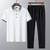 Comercio Exterior Casual Camiseta de Seda de Hielo Estilo Papá para Hombre Nueva Camisa Polo Versátil Transfronteriza de Manga Corta Conjunto Deportivo de Verano
