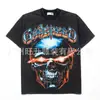 2026 Nueva Camiseta Casual Holgada de Manga Corta con Estampado de Calavera Retro de Moda Americana para Hombres y Mujeres Algodón Puro