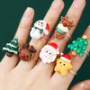 Personalidade de Natal Bonito Anel Dos Desenhos Animados Papai Noel Alce Boneco De Neve Resina Anel Coringa Acessórios Mulheres Atacado