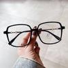 Óculos Qianai novos de armação grande anti-luz azul estilo coreano armação de óculos para miopia personalizada irregular liso liso óculos moda feminina
