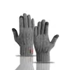 Guantes cálidos con pantalla táctil para hombre, guantes de ciclismo de invierno antideslizantes con forro polar, guantes de lana engrosados a prueba de frío, guantes para exteriores con dedos separados