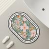 Tapete de Banheiro Floral Vintage Macio de Lama Diatomácea Tapete Antiderrapante para Banheiro Absorvente Secagem Rápida Tapete Descartável para Banheiro