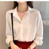 Camisa Sencilla de Color Sólido con Cuello en V de Tendencia para Primavera y Otoño, para Usar como Prenda Exterior con Diseño Único, Versátil y a la Moda, Top Básico