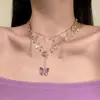 Collar Morado con Mariposa y Borlas Doble Capa Estilo Coreano, Uso en Capas, Lujo Ligero, Nicho, Sensación de Alta Gama, Cadena Suave Morada para Clavícula