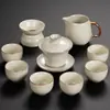 2025 Nuevo Modelo Horno Ru Juego de Té Kung Fu Tetera de Cerámica Gaiwan Taza de Té Bandeja de Té Lujo Ligero Gama Alta Juego para Beber Té en Casa