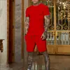 Nueva Moda de Verano para Hombres: Conjunto de dos piezas informal de moda, color liso, manga corta y shorts, estilo europeo y americano, corte holgado