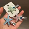 Lindo Pinza para el Cabello de Estrella de Mar con Perlas y Pedrería Transparente de Hielo, Pinza para Flequillo, Pinza Lateral para Fotos de Vacaciones en la Playa