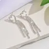 Nuevos pendientes de moda con cadena de garra de cobre, borla de corazón de amor de diamante, estilo coreano, personalidad, temperamento, pendientes versátiles