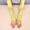 Guantes Largos de Satén sin Dedos para Mascarada de Halloween, Mangas para Vestido de Novia Wai Ni Jun para Mujer
