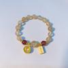Pulseira Tigela de Arroz Dourada Cachoeira Citrino Imitação para Mulheres Design Nicho Ins Citrino Imitação Pulseira Boa Sorte Presente para Melhor Amiga