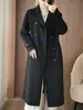 2025 Nuevo Abrigo de Cachemira de Doble Cara para Otoño e Invierno para Mujer, Traje Delgado con Cuello, Estilo Coreano, Doble Botonadura, Lana Pura, Abrigo de Lana