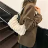 Bolsa de Pelúcia Fashion Outono e Inverno Nova Bolsa Feminina Grande Capacidade Simples Bolsa de Axila Estilo Popular de Celebridade da Internet Bolsa de Ombro