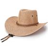 Sombrero de ala para hombre de primavera y verano, sombrero de sol de lino, sombrero de vaquero occidental, sombrero de sol mate, sombrero de playa