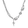 Dulce y Fresco Collar de Lunas y Estrellas de Cuatro Puntas con Piedra Lunar Empalmado Accesorios Lujo Accesible Nicho Cadena para Clavícula de Circonita Nueva Tendencia para Mujer 2025