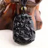 Obsidiana Natural Doze Signos do Zodíaco Três em Um Zodíaco Macaco Rato Dragão Pingente para Homens e Mulheres Colar com Pingente DIY