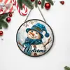 Nuevo Cartel de Madera de Muñeco de Nieve de Dibujos Animados de Amazon Bienvenida Colgante Colgante de Puerta Atmósfera Navideña Colgante de Pared