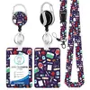 Portatarjetas temático del Día de la Enfermera con estampado, superventas transfronterizo de Amazon, con hebilla retráctil adhesiva, portatarjetas de insignia de poliéster con cordón