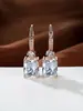 Brincos Pendentes Quadrados de Diamante Levemente Luxuosos Mais Vendidos Transfronteiriços, Brincos com Gancho de Orelha com Zircônia Microincrustada Atacado