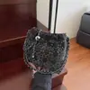 Bolsa de ombro feminina com brilho e detalhes em diamante, nova moda 2026 bolsa de corrente em jeans, bolsa de ombro grande e moderna para o verão