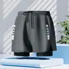 Shorts Esportivo, Soltinho, Comprimento de Cinco Pontos, Camada Dupla, Falso Duas Peças, Shorts para Natação e Corrida ao Ar Livre, Calça da Moda para Homens, Verão