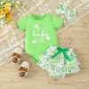 Comercio exterior St. Ropa para niños del Día de San Patricio nueva 2025 niñas bebés shorts de encaje verde caqui traje de verano