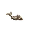 Peixe de Latão Puro para Dragão Pequenos Enfeites, Peças Manuais de Animal de Estimação para Chá de Carpa, Paisagismo de Aquário, Artesanato de Decoração para Casa de Mesa