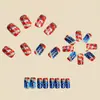 Uñas Portátiles para el Día de la Independencia Rojo Blanco Azul Rayas y Estrellas Longitud Media Cuadradas 24 Piezas Moda Europea y Americana Uñas Postizas