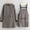 Bata de Lona Repelente al Agua, Delantal para Cocina Casera, Delantal de Cocina, Ropa de Trabajo para Adultos de Manga Larga Estampada Especial para Catering