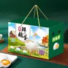Caja de Empaque Vacía para Huevos de Gallina Libres Ricos en Selenio y Huevos de Ganso Caja Vacía Caja de Regalo de Papel Kraft con Asa Impresa Personalizada a Color