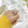 Anillo Europeo y Americano Electrochapado 925 Plata Antigua para Mujer, Moda Personalizada de Moda ins, Anillo de Boca Abierta de Moda, Celebridad de Internet, Anillo Simple Hip-Hop para Dedo Índice